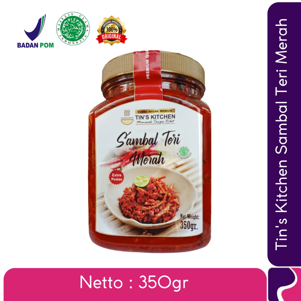 

[BISA COD] 350gr Sambal Teri Merah Tins Kitchen praktis instan serbaguna non-msg