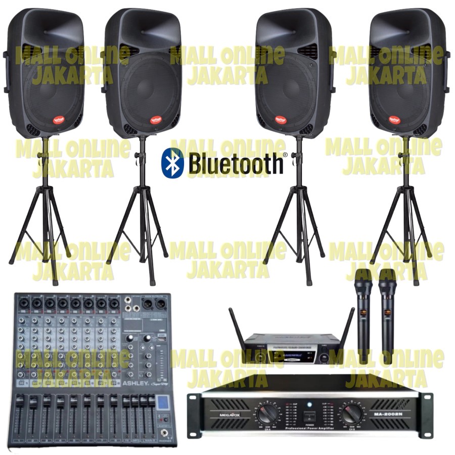 Paket speaker baretone 15 inch mixer 8 channel power outdoor lapangan