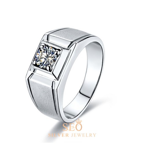Seo Silver Jewelry - Cincin Perak Murni 950 Asli Pria Single Akik Simpel Elegan P-20