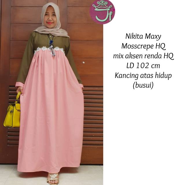 Gamis moskrep renda melati (LD 102cm) //JF583