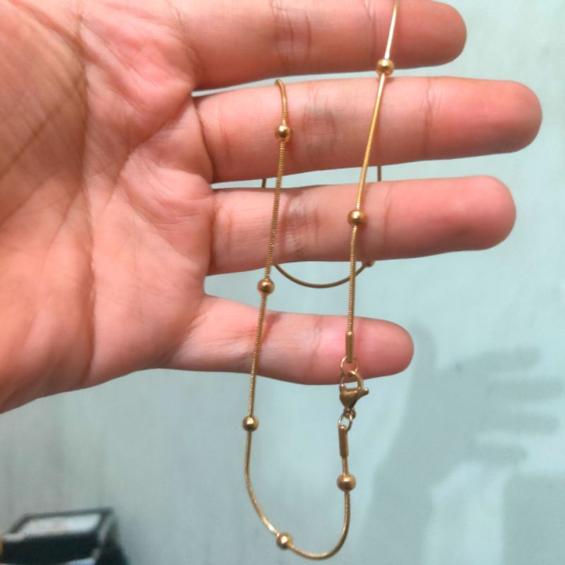 Kalung wanita Titanium bola cinta warna gold anti luntur anti karat