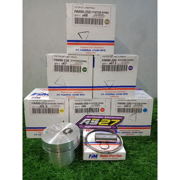 Piston fim90 custom dome ukuran 65.5 66 66.5 67 67.5 68 piston fim tiger custome dome Pen 15 set rin