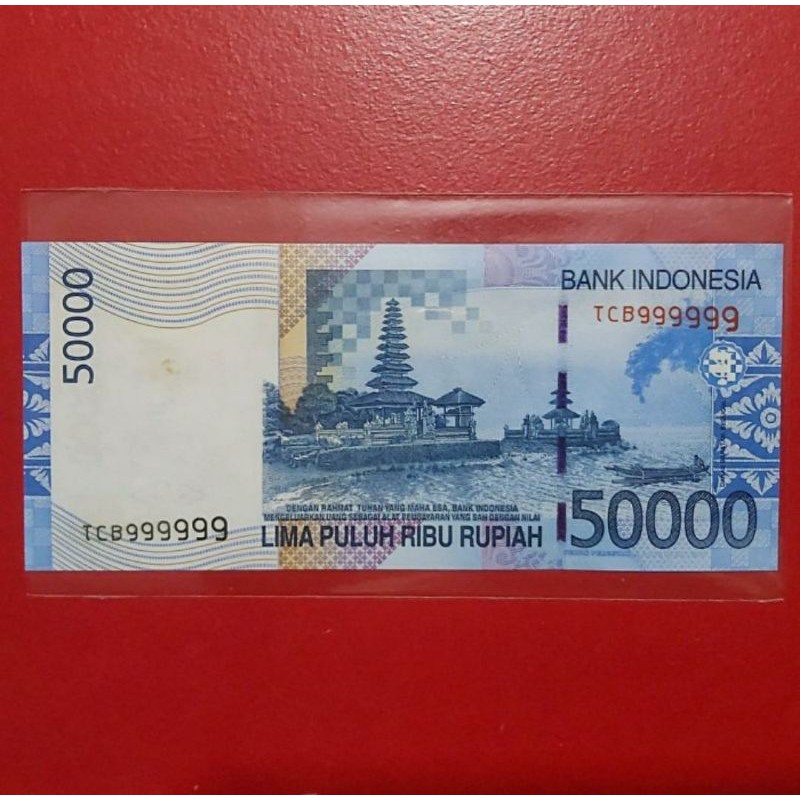 Uang Kertas Kuno 50000 Rupiah I Gusti Ngurah Rai Tahun 2005 Nomor Cantik Solid 9