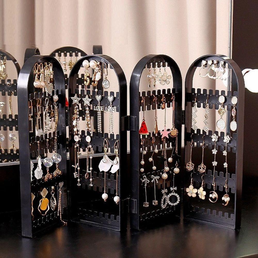 [Elegan] Rak Display Anting Korea Penyimpanan Elegan Kalung Untuk Anak Perempuan Layar Lipat Plastik Perhiasan Organizer Ornamen