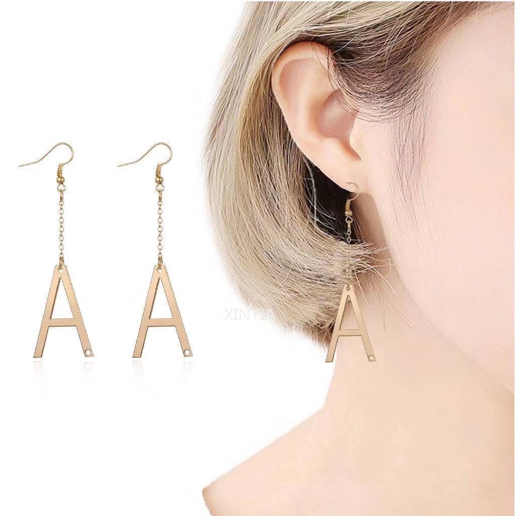 Anting Huruf 26 Hadiah Stainless Steel Huruf Inggris Anting Rumbai
