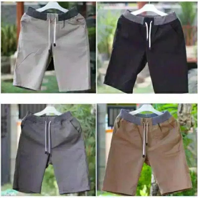 celana jeans pendek pria / bahan melar celana karet