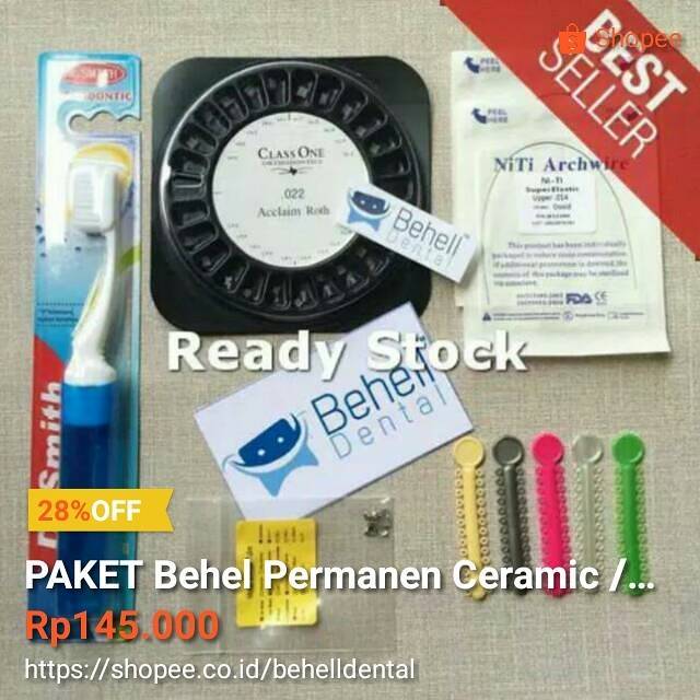 Paket Behel Gigi Permanen Ceramic Classone USA sikat ortho keramik transfaran transparant transparan