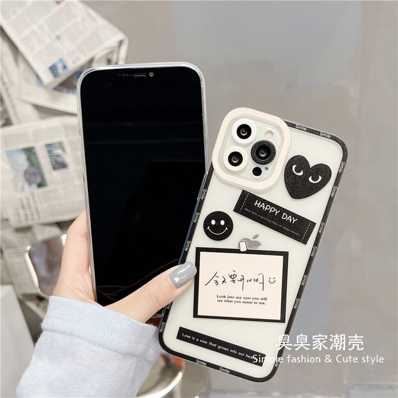 Casing Ponsel Untuk iPhone 11 12 Pro Max 12Pro XR XsMax 7 8 SE 2020 8 Plus 11Pro Label Cinta, Kartun Berbentuk Hati Casing Ponsel Silikon Casing Tahan Guncangan Hs5gvaw