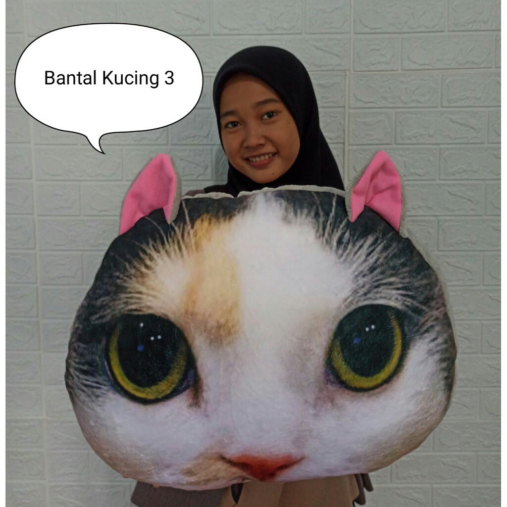 Boneka Bantal Karakter Kepala Kucing Jumbo