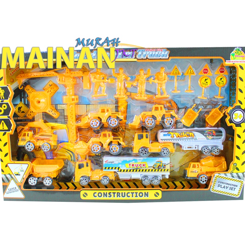 MAINANKEI MAINAN ANAK MURAH CONSTRUCTION TRUCK PLAY SET OCT6368 MAINAN ANAK PROJECT CITY CONSTRUCTION TRUCK LENGKAP