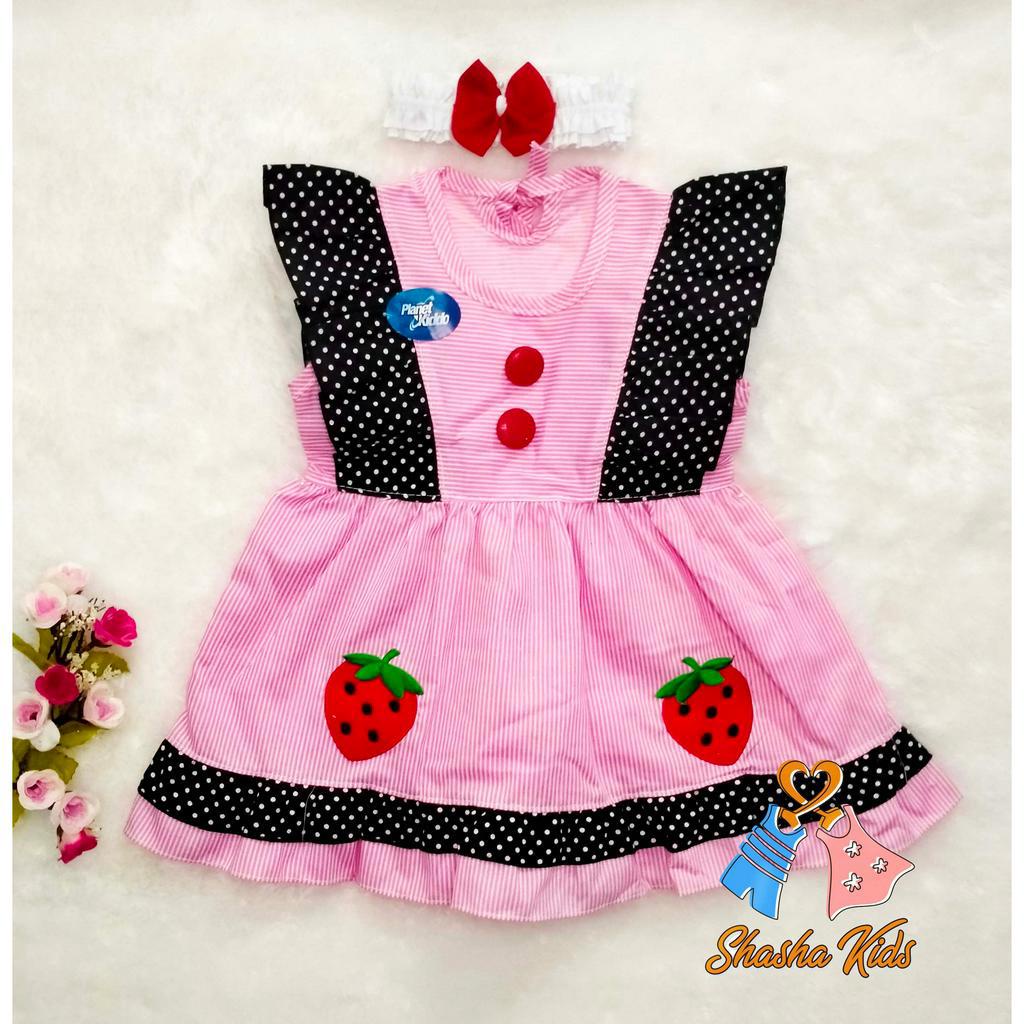 [S-038] Baju Bayi Perempuan /Dress Bayi Perempuan Planet Kids cantik  motif bunga Murah   0-6 bln