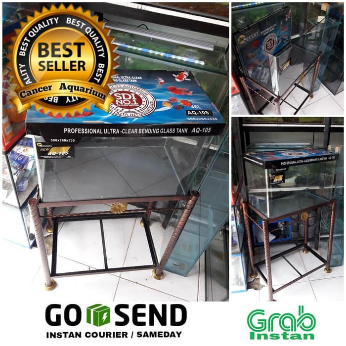 Aquarium  Bending 50cm Dan Rak Besinya ( 50x28x33 )