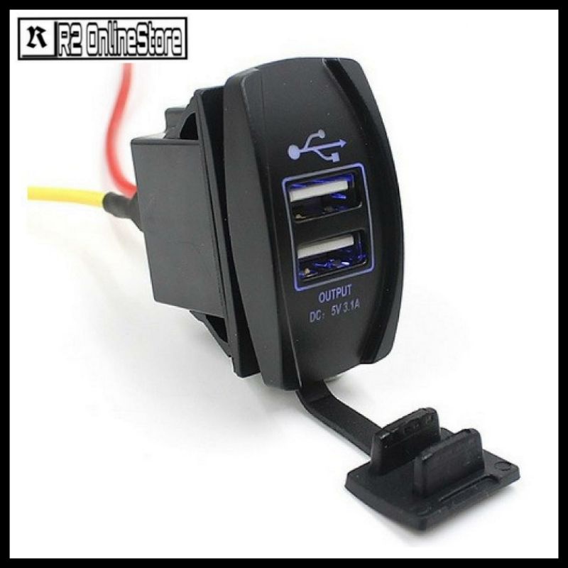 USB Charger Motor 2 Port DC 12-24V / Charger Carger Cas Casan Chasan Hp Sepeda Motor Motorcycle Aki 