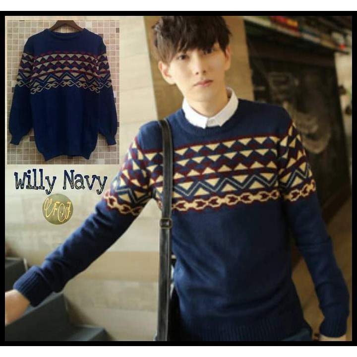 CUCI GUDANG BAJU RAJUT PRIA WILLY NAVY MAN