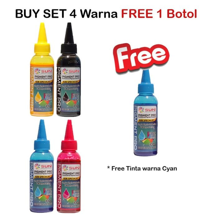

Jual TINTA EPSON - SUN PIGMENT PRO INK 100 ML (1 SET 4 WARNA ) Limited