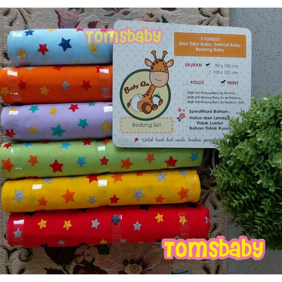 [TOMS] BABY QU (6pcs) bedong rainbow kaos isi 6pcs 90x100 (cm)