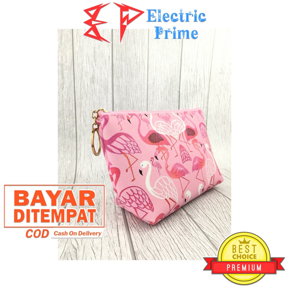 Pouch Serbaguna Motif Flamingo Tas Make Up Mini Unik Tahan Air 0001