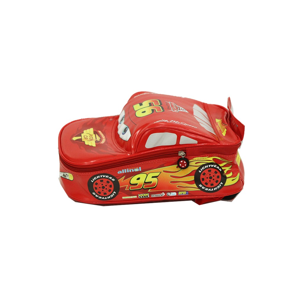 Tas Ransel Sekolah Anak TK Cars Lighning McQueen On The Road 3D TK + Lunch Bag Aluminium