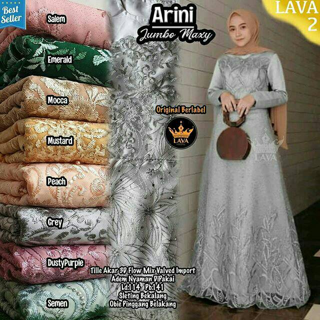 ARINI Gamis Longdress satin velvet mix tile bordir