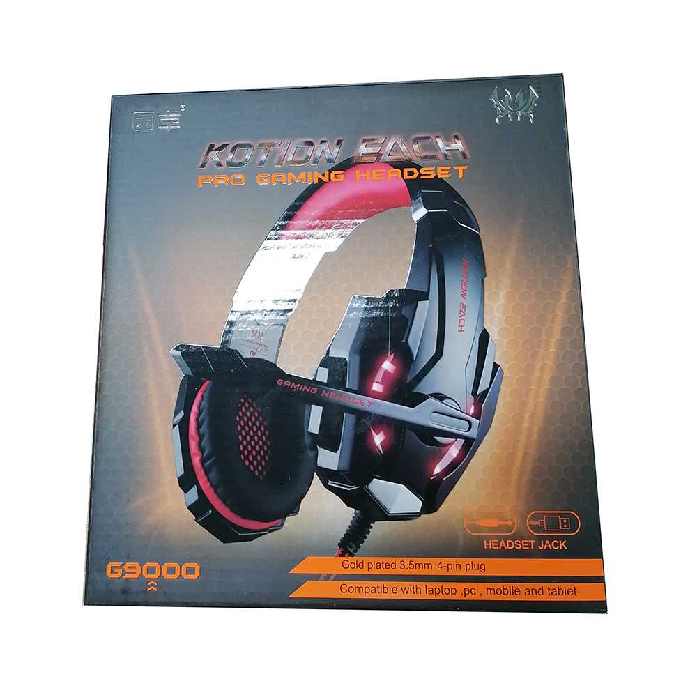 COD Headset Gaming Kotion Each G9000 Gaming Headset Twisted with LED Light Cocok Untuk Berbagai Model Komputer Desain Gamers
