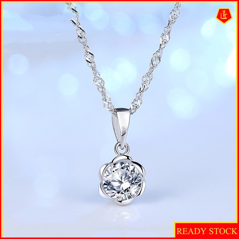 [Ready Stock]Women's Korean-Style Fashion Plum Blossom Pendant Diamond-Studded Necklace Simple Fashion