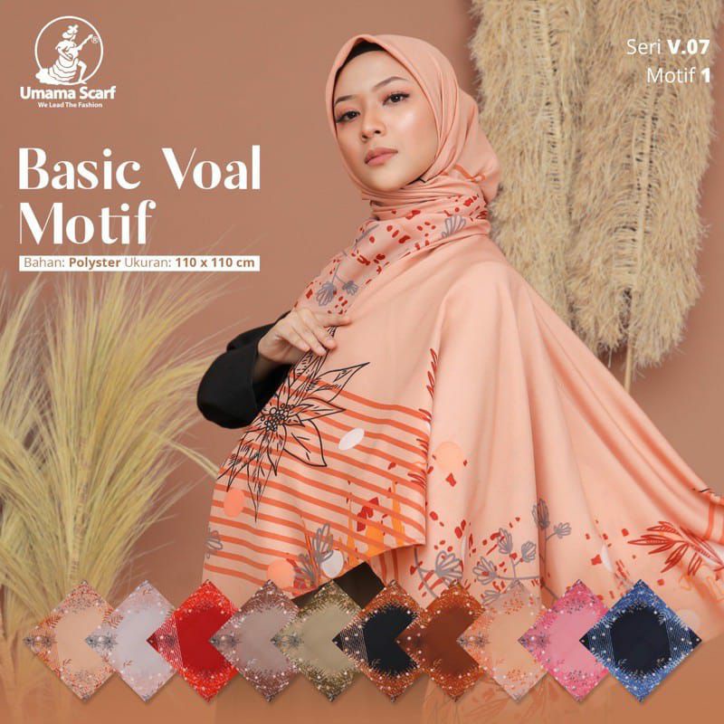 Hijab jilbab segiempat Umama Voila dan Basic Voal motif Laser cut pollycotton voal grosir