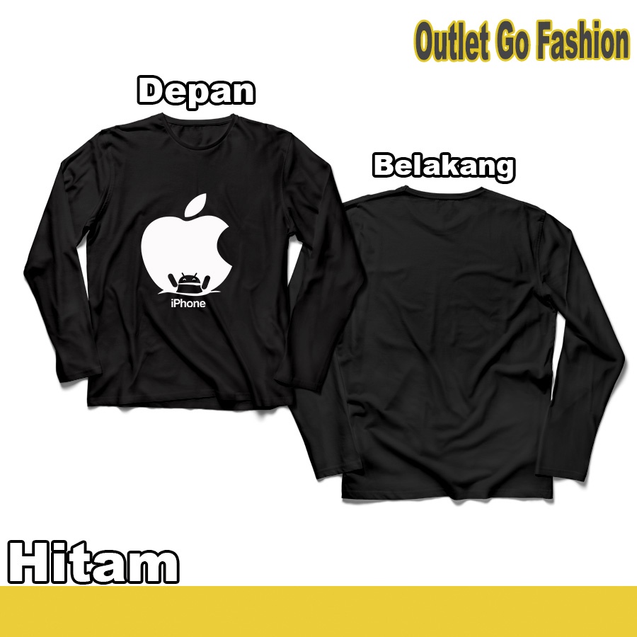 Kaos Dewasa Logo Gadget iPhone Apple Desain Simple Keren Terbaru Lengan Panjang Distro Unisex