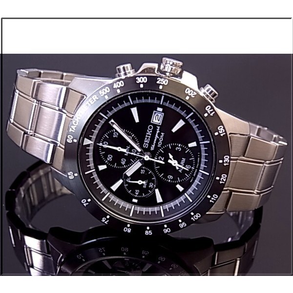 Seiko Mens SNAC49P1 Alarm Chrono Black Dial-Bezel | Jam Pria SNAC49