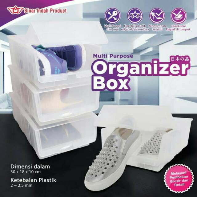 Organizer box per 3pcs bahan plastik berkualitas untuk simpan barang multifungsi bisa ditumpuk