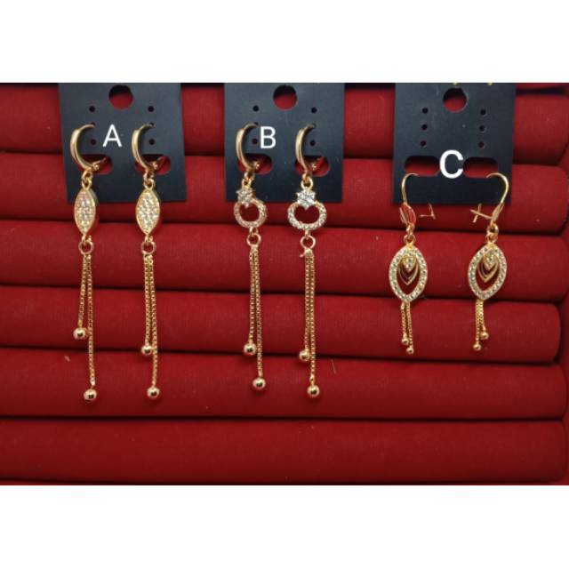 C2. Anting xuping wanita lapis emas dgn mata zircon