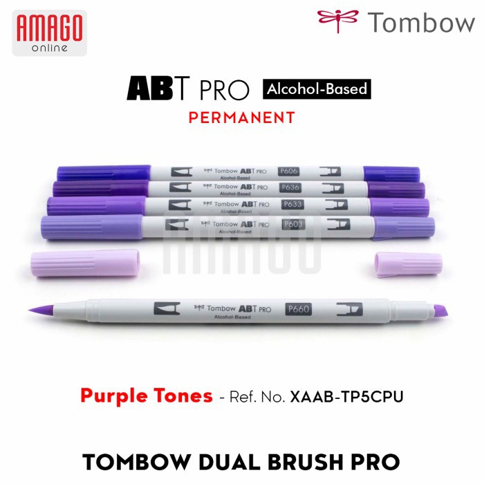 TOMBOW Dual Brush Pen ABT PRO - PURPLE TONES - 5 packs - XAAB-TP5PU