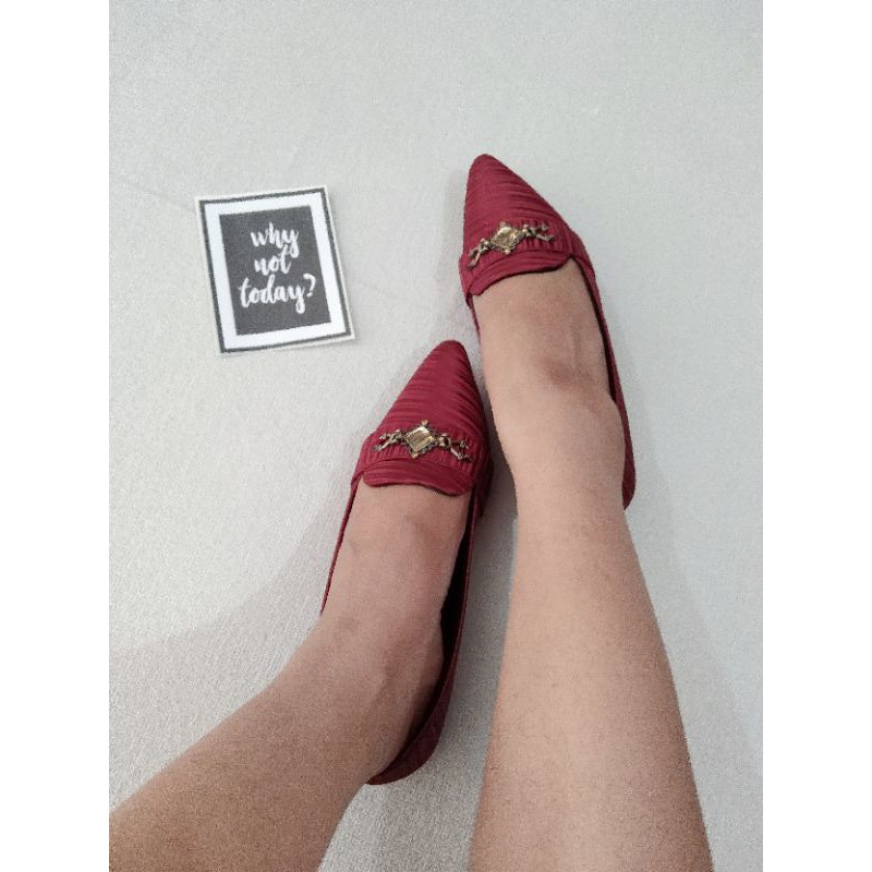 LOUISDEAR sepatu flat shoes bahan satin B5