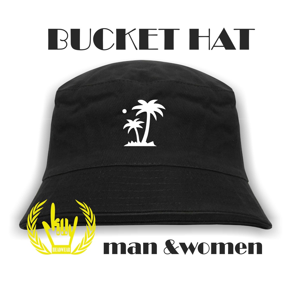 BUCKET HAT Mountain Premium / Topi Buket Gaul Topi Hitam Premium Hits