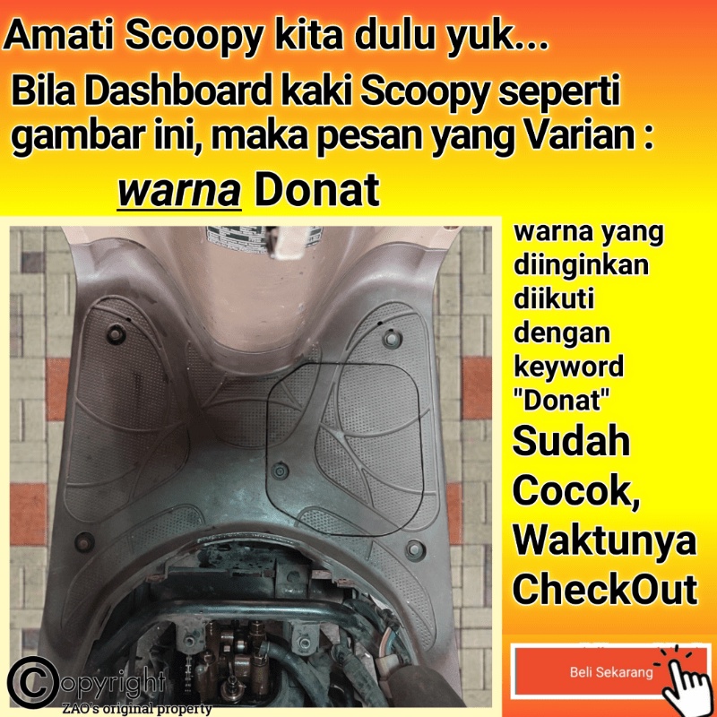 [FS] Karpet karet pijakan alas kaki motor Honda Scoopy 2013 - 2018 stepfloor bordesh tebal