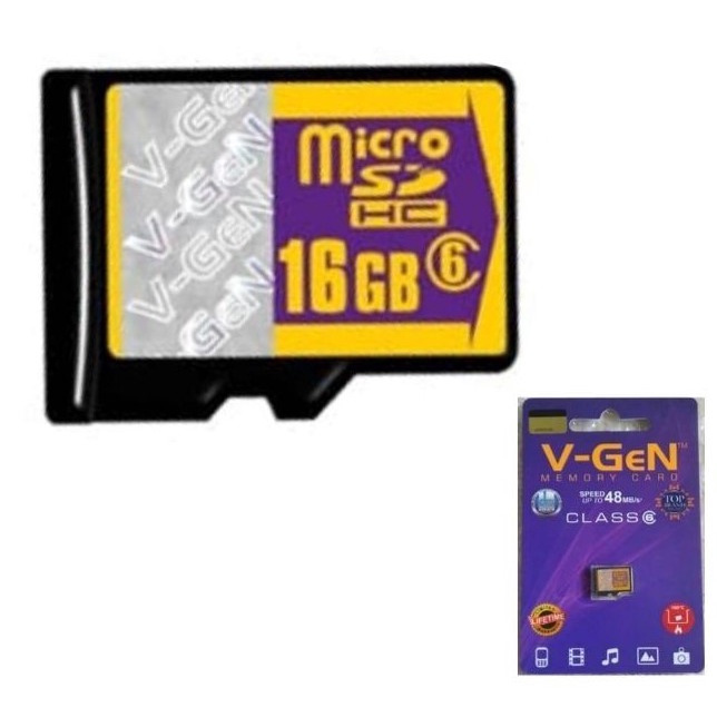 Memory Card Micro SD V-GEN 16GB Class 6 Speed 48 MBPS Memory Card 16GB