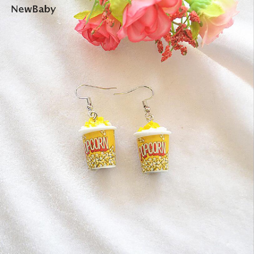 Anting Kait Gantung Wanita Bahan Resin Desain Popcorn 3D Untuk Hadiah