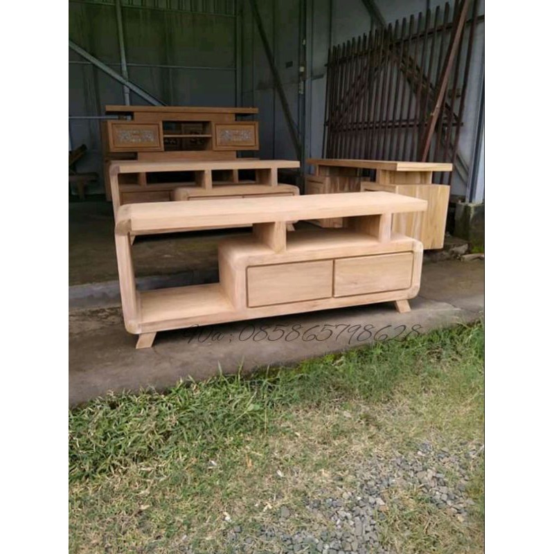 Ready Stok  BUFET JATI ASLI MENTAHAN Meja Tv minimalis Full Kayu Jati Drawer Jati Bufet minimalis Fu