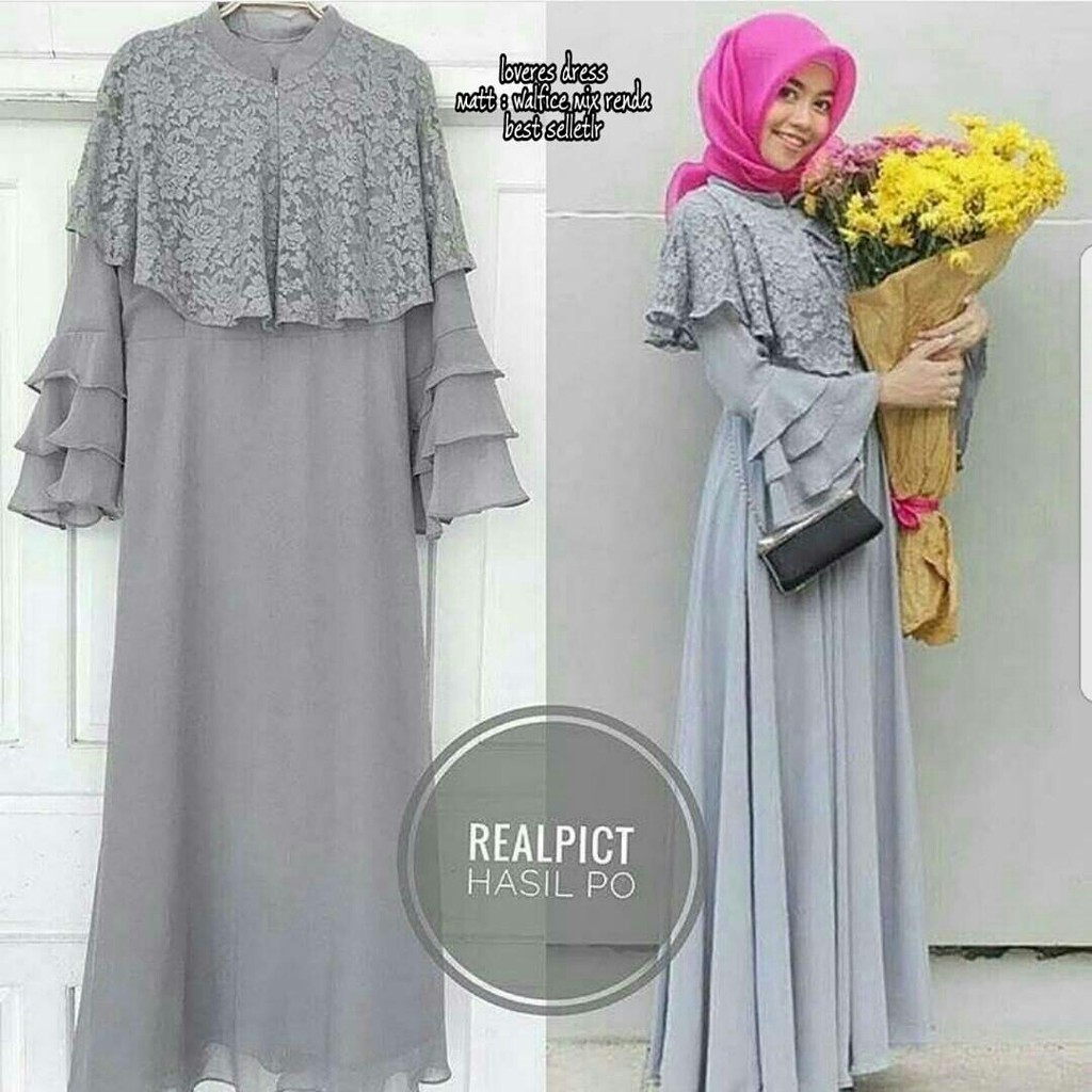 SALE ABISIN STOK LOVERESS DRESS CAPE BRUKAT BAJU  PESTA 