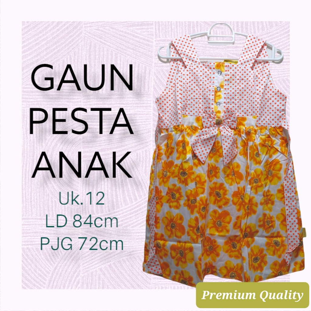 Dress Baju Pesta Anak Perempuan G-09 Dress Gaun Anak Katun Mewah Bahan Full Katun 100%