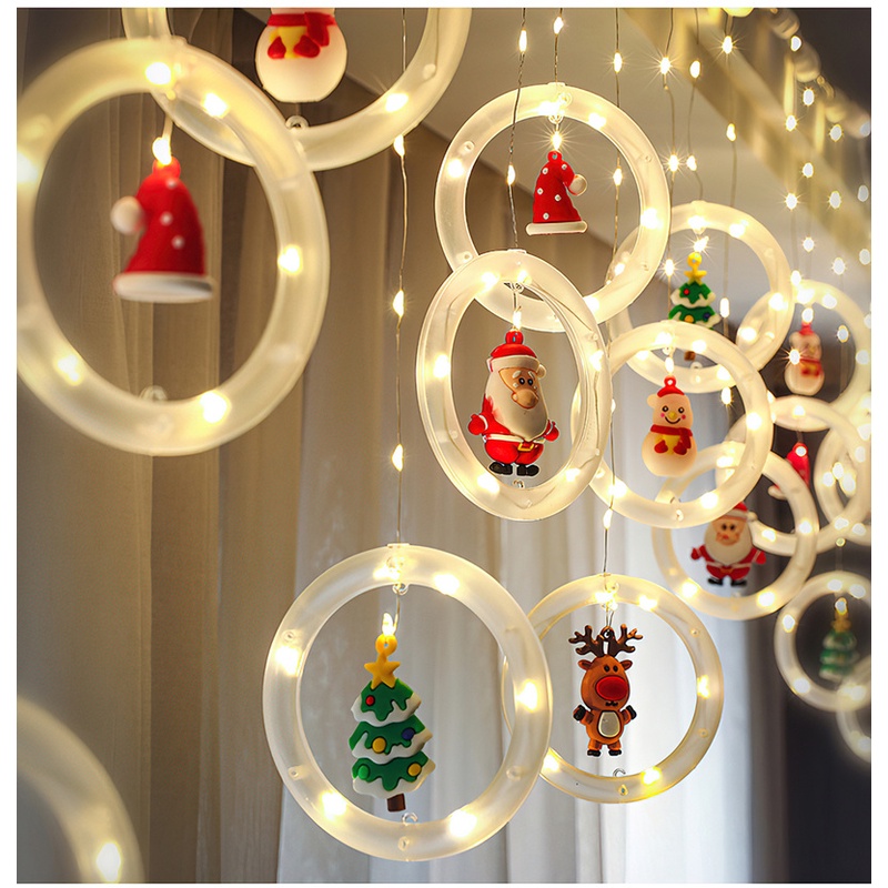 Lampu String LED Desain Snowman Snowflakes Santa Claus Untuk Dekorasi Pohon Natal