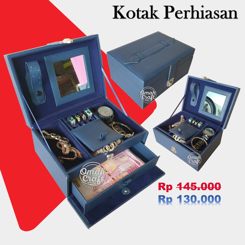 BIRU DONGKER - Kotak Perhiasan dan Aksesoris Emas Cincin Kalung Gelang Jewelry Box Organizer