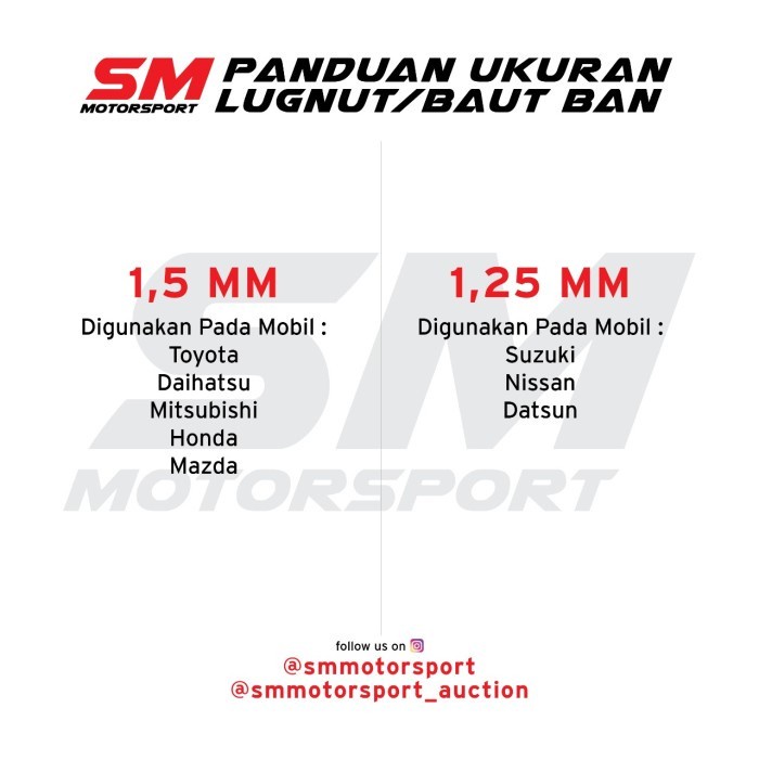 Lugnut Mur Baut Roda Velg Mobil Racing Besi Not Rays Work Enkei