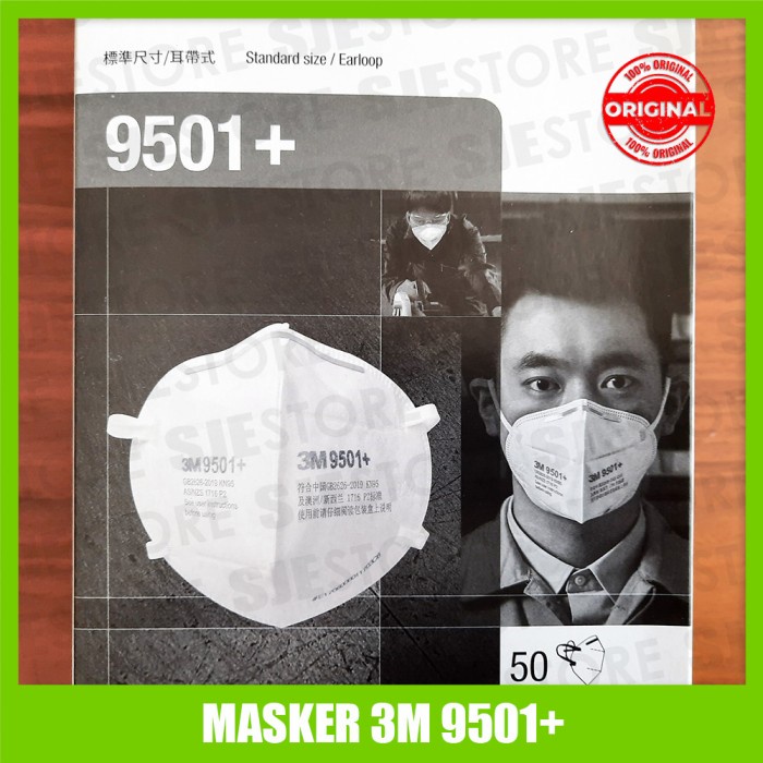 b0n1h Masker 3M 9501+ Kn95 N95 Earloop Original 1 Box 50 Pcs Hh300H