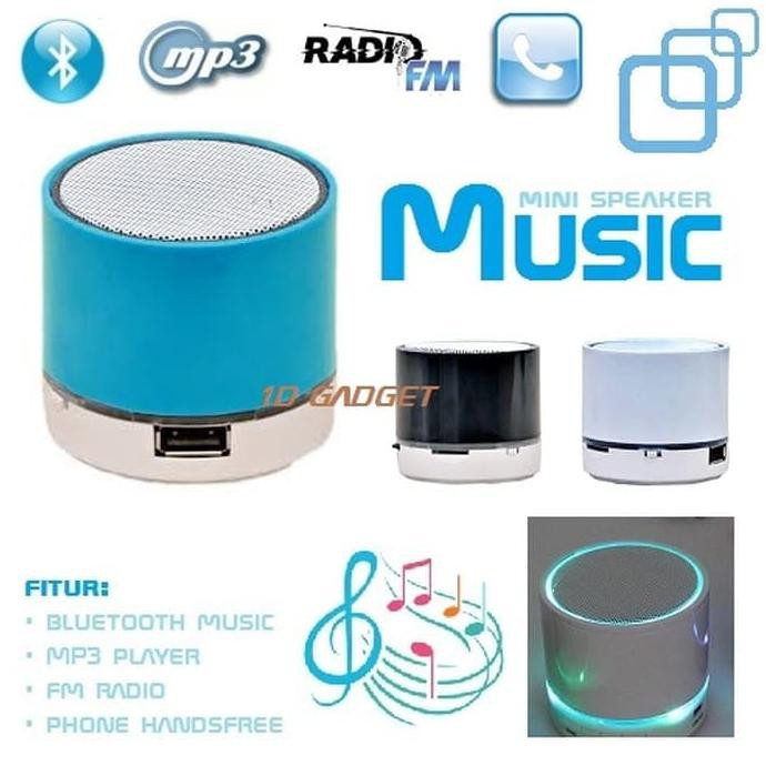 Music Mini Speaker Bluetooth Radio MP3 Player With Disco LED - Speaker - Putih