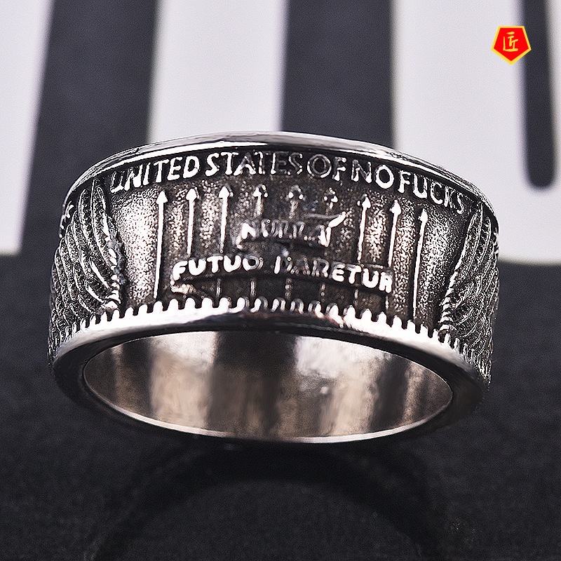 [Ready Stock]Silver Carved Retro Punk Man's Ring