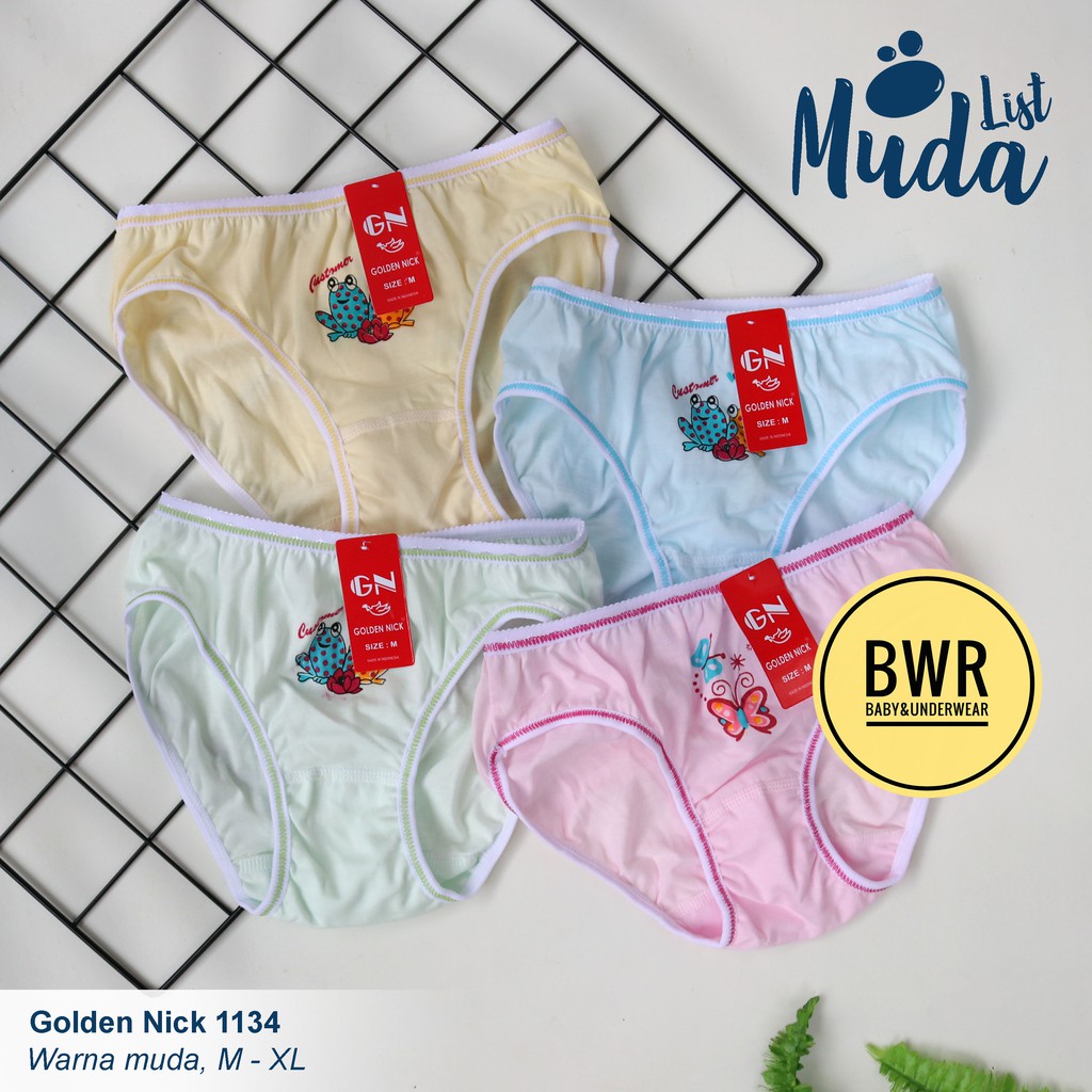 CD Golden Nick 1134 Warna Muda List | Celana Dalam Anak Perempuan Warna Muda - Bwr