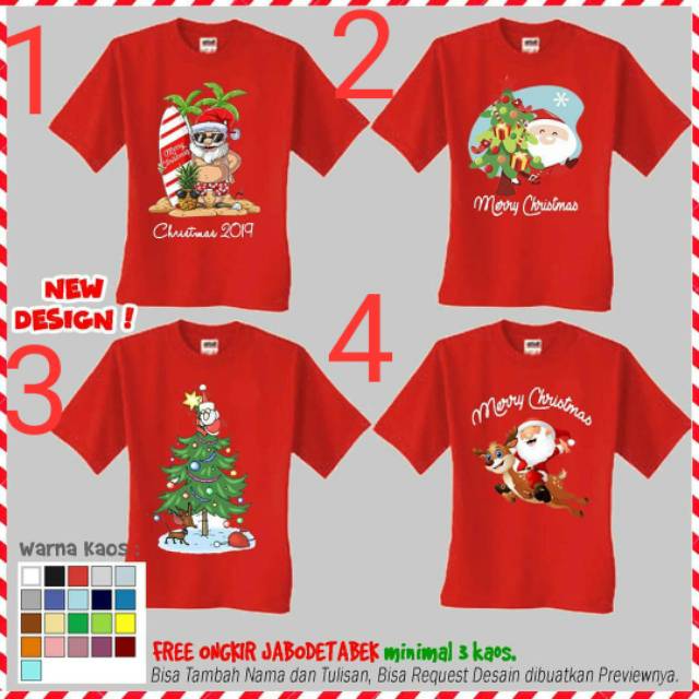  Baju  Kaos Natal  Christmas Santa Claus Keluarga  Family 