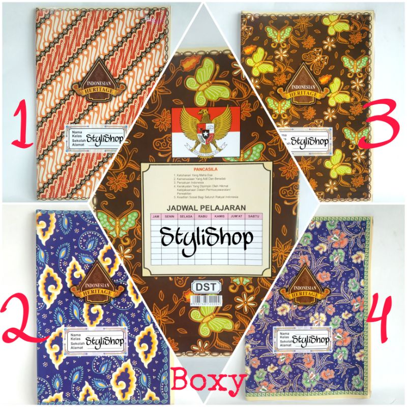 

(BOXY Motif Batik) Sampul Buku Kertas Ukuran Boxy Isi 20 Lembar