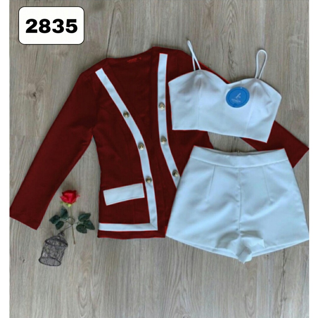 fashion import Ready lagi Set 3pc scuba 2835 2warna realpict