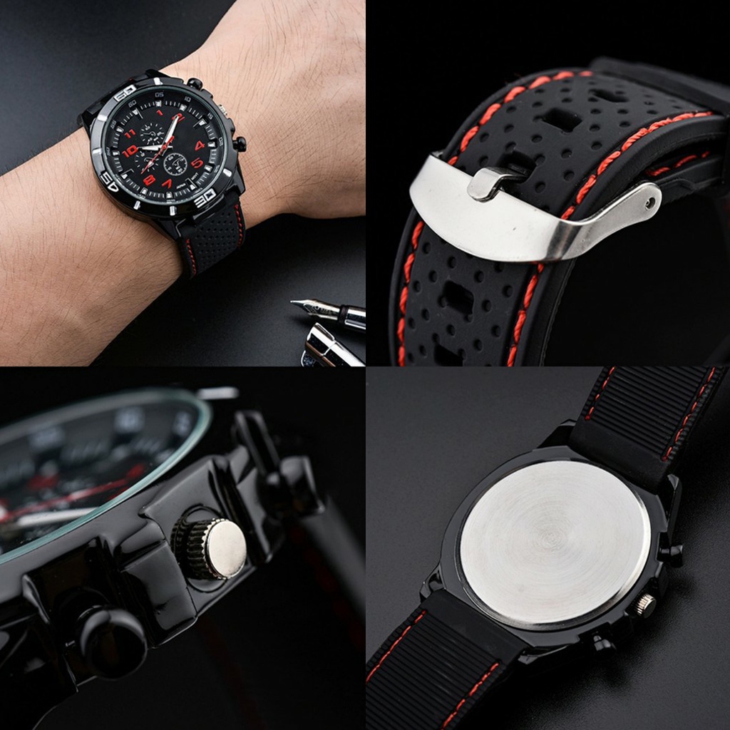 MurmerOfficial Jam Tangan Pria Sport Chrono Korea Fashion Quartz Men Silikon Analog Watch JT048